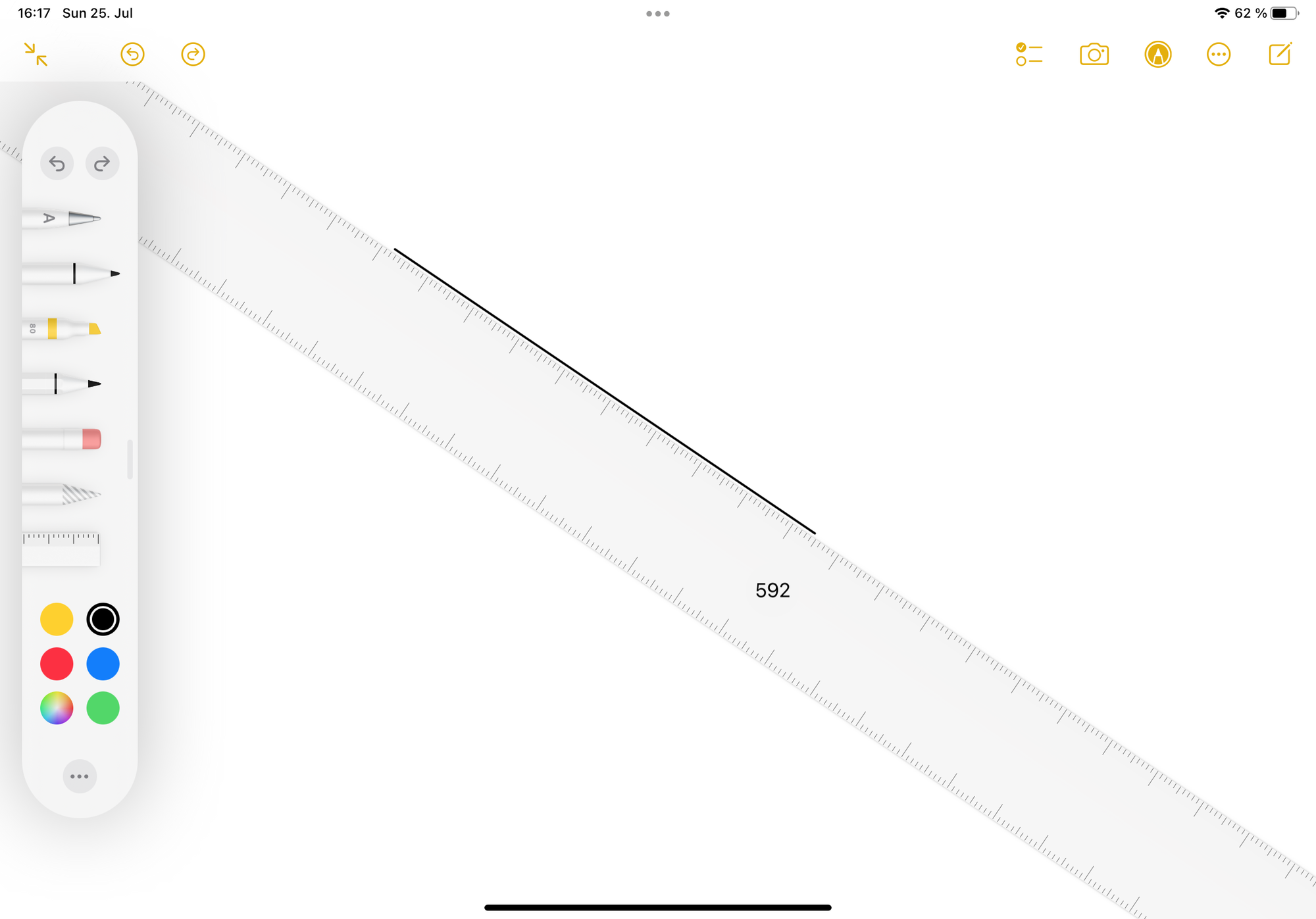 Ruler in the Notes app on iPad