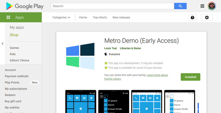 Play Store screenshot of "Metro Demo", which is one of my project that has GitHub Actions setup to do the uploading